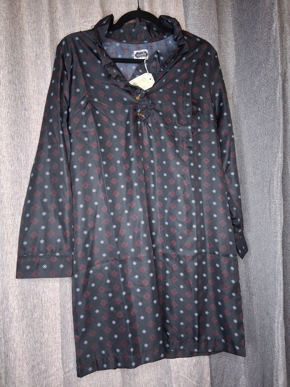 Mud Pie Black Tunic Dress with Red and White Geometric Print